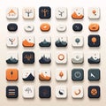 Set of icons on the theme of nature. Vector design elements Royalty Free Stock Photo