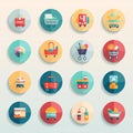 Set of shopping flat icons. Vector eps 10. Colorful design elements Royalty Free Stock Photo