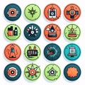 Set of vector icons in flat design style on the theme of science and technology Royalty Free Stock Photo