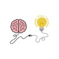 New idea concept or bulb connect to the brain concept vector Royalty Free Stock Photo