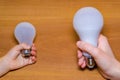 new idea concept hand holding light bulb Royalty Free Stock Photo