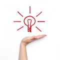 New idea with shining bulb on the palm Royalty Free Stock Photo