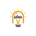 New idea symbol stylized vector lightbulbs icon, orange and black color logotype, isolated flat bright cartoon bulb Royalty Free Stock Photo