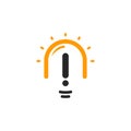 New idea symbol stylized vector lightbulbs icon, orange and black color logotype, isolated flat bright cartoon bulb Royalty Free Stock Photo