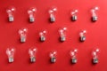 New incandescent lamp bulbs on red background Royalty Free Stock Photo