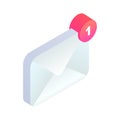 New incoming message isometric icon, 3d Email Mobile notification. New e-mail sign. Social network, sms chat, spam, new Royalty Free Stock Photo