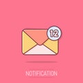 New incoming messages icon in comic style. Envelope with notification cartoon vector illustration on isolated background. Email Royalty Free Stock Photo