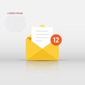 New incoming messages icon in flat style. Envelope with notification vector illustration on isolated background. Email sign Royalty Free Stock Photo