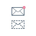 New incoming messages icon with notification. Envelope incoming message