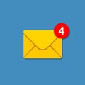 New incoming messages icon with notification. Envelope with incoming message. Vector symbol