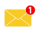 New incoming messages icon with notification.Two incoming email messages in inbox