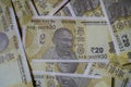 New indian twenty rupees note background Royalty Free Stock Photo
