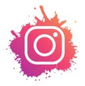 New Instagram logotype camera icon, new colourful logo on pc screen. Instagram - free application for sharing photos and videos w