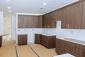New installed wood kitchen cabinets with modern decorative stainless steel