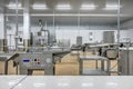 New interior of a packaging production line at a semi-finished factory Royalty Free Stock Photo