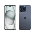 New iPhone 15 pro, pro max Deep gray blue or by Apple Inc. Mock-up screen iphone and back side iphone. High Quality. Official