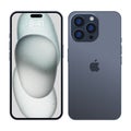 New iPhone 15 pro, pro max Deep gray blue or by Apple Inc. Mock-up screen iphone and back side iphone. High Quality. Official Royalty Free Stock Photo