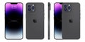 New iPhone 15 pro, pro max Deep gray color by Apple Inc. Mock-up screen iphone and back side iphone. High Quality. Official Royalty Free Stock Photo