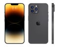 New iPhone 15 pro, pro max Deep gray color by Apple Inc. Mock-up screen iphone and back side iphone. High Quality. Official Royalty Free Stock Photo