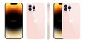 New iPhone 15 pro, pro max Deep pink color by Apple Inc. Mock-up screen iphone and back side iphone. High Quality. Editorial Royalty Free Stock Photo