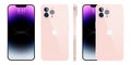 New iPhone 15 pro, pro max Deep pink color by Apple Inc. Mock-up screen iphone and back side iphone. High Quality. Editorial Royalty Free Stock Photo
