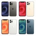 New iPhone 12 pro / pro max in four colors Graphite, Pacific Blue, Silver, Gold by Apple Inc. Screen iphone and back side iphone