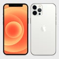 New iPhone 12 pro / pro max Graphite color by Apple Inc. Screen iphone and back side iphone. Vector illustration Royalty Free Stock Photo