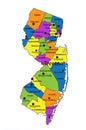 Colorful New Jersey political map with clearly labeled, separated layers.