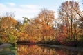 New Jersey canal trail in autumn leaves foliage Royalty Free Stock Photo