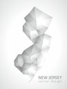 New Jersey grey and silver 3d mosaic vector shadow triangle map Royalty Free Stock Photo