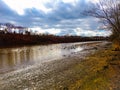 New Jersey River Shoreline View Under The Cloudy Sky