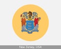 New Jersey Round Circle Flag. NJ USA State Circular Button Banner Icon. New Jersey United States of America State Flag Royalty Free Stock Photo