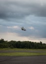 New Jersey State Police helicopter landing at an airport in Northern New Jersey Royalty Free Stock Photo
