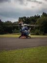 New Jersey State Police helicopter taxing after landing at an airport in Northern New Jersey Royalty Free Stock Photo