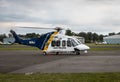 New Jersey State Police helicopter taxing after landing at an airport in Northern New Jersey Royalty Free Stock Photo