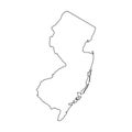 New Jersey, state of USA - solid black outline map of country area. Simple flat vector illustration Royalty Free Stock Photo