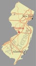 New Jersey vector accurate high detailed State Map with Community Assistance and Activates Icons Original pastel Illustration