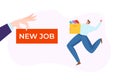 New job we are hiring, professional company employee, business career, recruitment concept, cartoon style vector