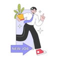 New job offer. Young adult manager or worker changing a workplace