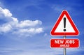 New Jobs ahead road sign message Royalty Free Stock Photo