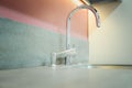 A new kitchen sink with an artificial stone countertop. The concept of modern kitchen interior Royalty Free Stock Photo