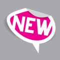 New Label. Vector Paper Oval Pink New Icon