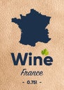 New label for a wine bottle with a map of the manufacturer France.