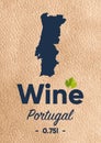 New label for a wine bottle with a map of the manufacturer of Portugal.