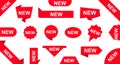 New labels set, stickers, sale tags. New collection shopping stickers and badges, special offer, discount, red labels in different