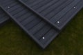 New Laid Composite Decking Ash Colour and with Decking Lights Installed Royalty Free Stock Photo