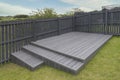 New Laid Composite Decking Ash Colour and with Decking Lights Installed Royalty Free Stock Photo