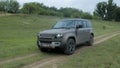 New Land Rover Defender 2020 - Offroad test drive, next the river Nistru Royalty Free Stock Photo