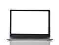 New laptop computer display with keyboard and blank white screen isolated on a white Royalty Free Stock Photo