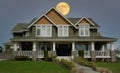 New Large Country House Home Dwelling Residence Front Porch Cedar Roof Exterior Royalty Free Stock Photo